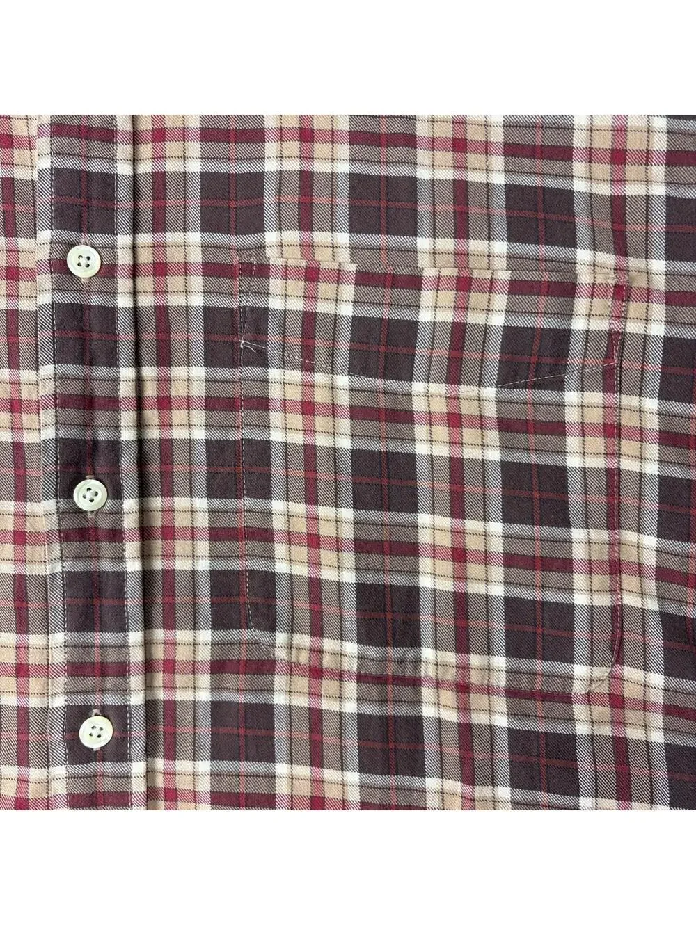 Vintage J Crew Oarsman Long Sleeve Shirt Mens M Red Plaid Lightweight Flannel
